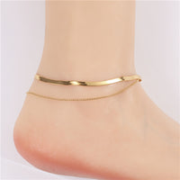 Trendy Gold Titanium Steel Snake Bone Layered Anklet